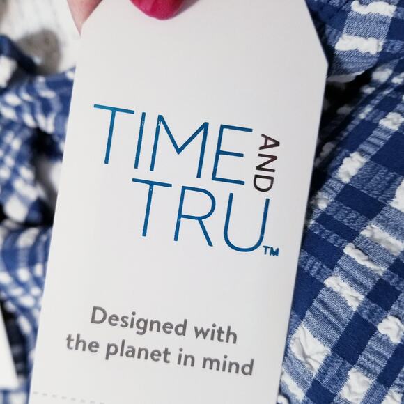 NWTs - Time & Tru Missy Separate Bikini Bottom Blue/White Mid Rise Size S (4-6) - Picture 3 of 4